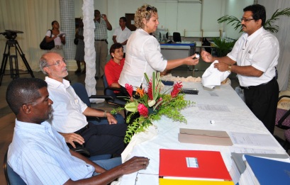  Representatives of the various parties witnessing the drawing of lots yesterday